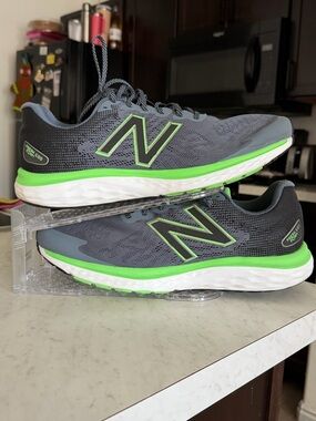 New Balance Fresh Foam 680v7 Ocean Grey Vibrant Spring Mens Size 15 NO INSOLE